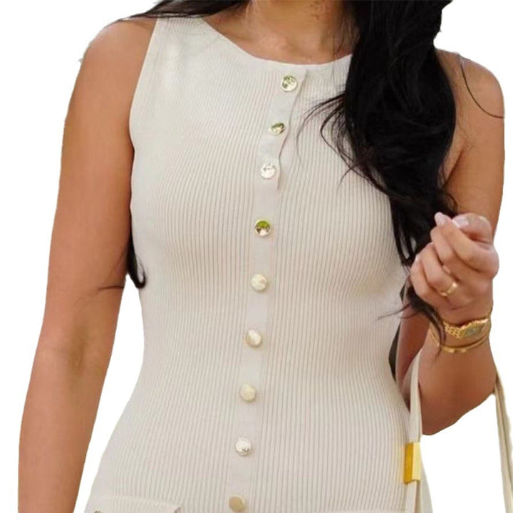 Damen Strickkleid mit Knopfleiste und Taschen Drune