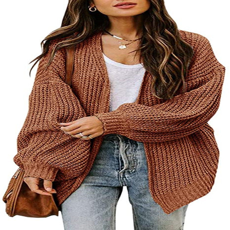 Damen Grobstrick-Pullover mit voluminösen Ärmeln und lässigem Schnitt Drune