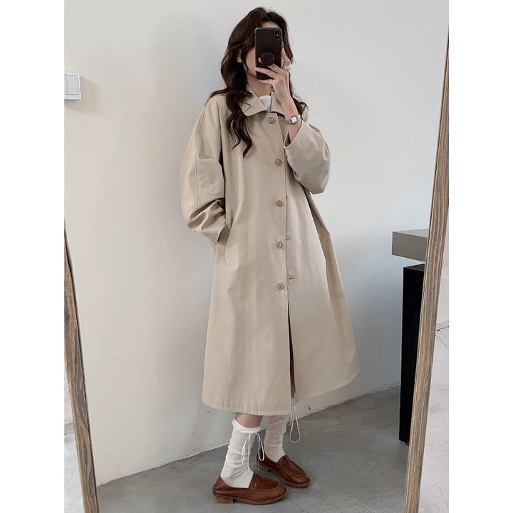Damen Langer Oversize-Mantel im Trenchstil mit weitem Schnitt und klassischem Revers Drune