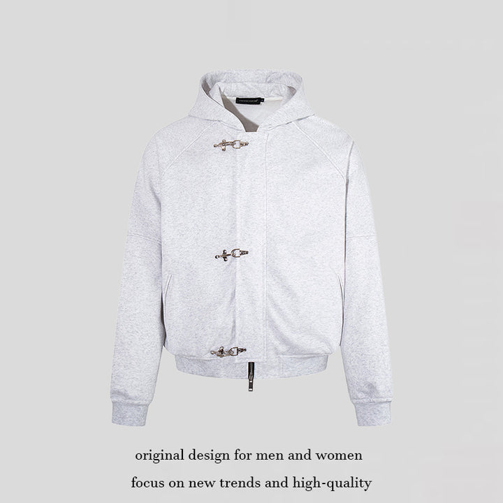 Damen Kapuzen-Sweatjacke im Bomberstil mit Karabiner-Schnallenverschluss Drune