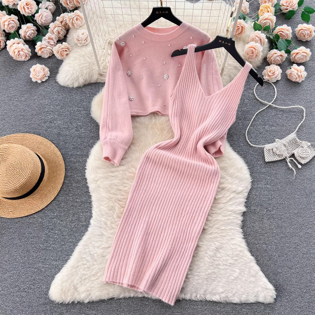 Damen Strickkleid mit elegantem V-Ausschnitt Drune