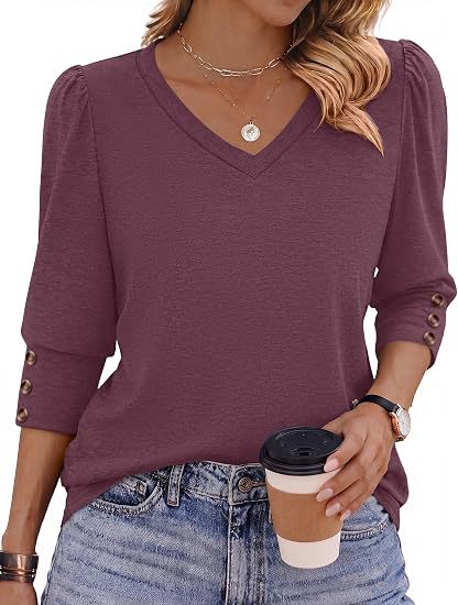 Damen Leopardenmuster V‑Neck Bluse mit 3/4-Ärmeln und geraffter Vorderpartie Drune