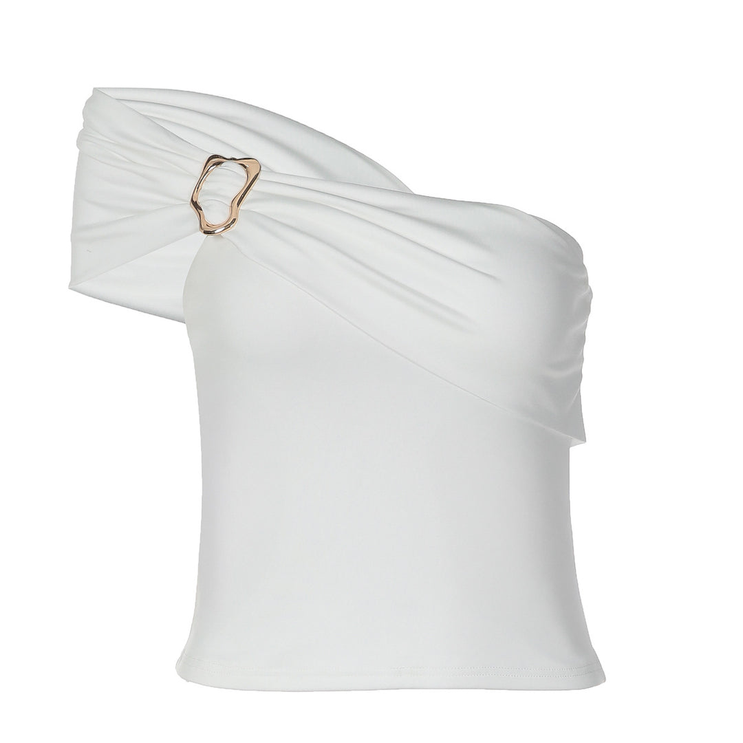 Damen Off-Shoulder Top mit elegantem Drapierungsdetail Drune