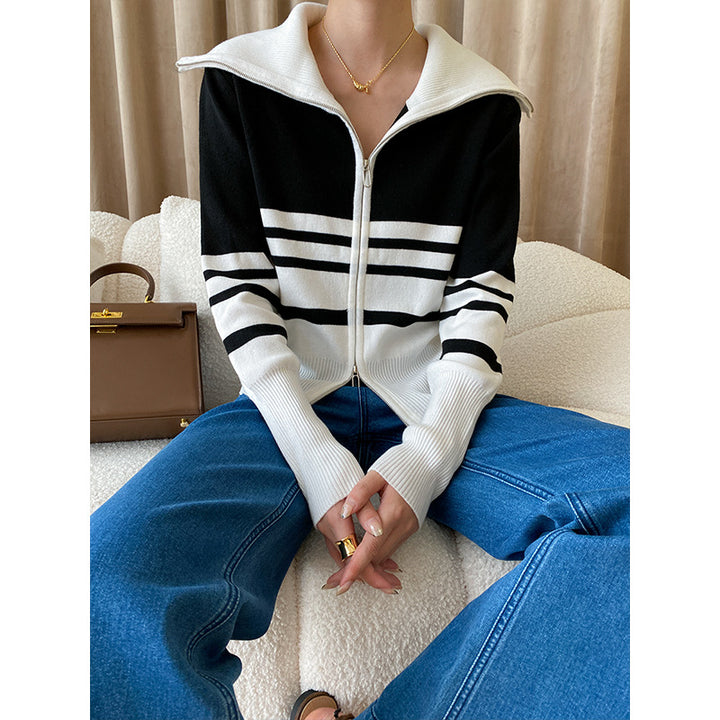 Damen modische Strickjacke mit Reißverschluss Drune