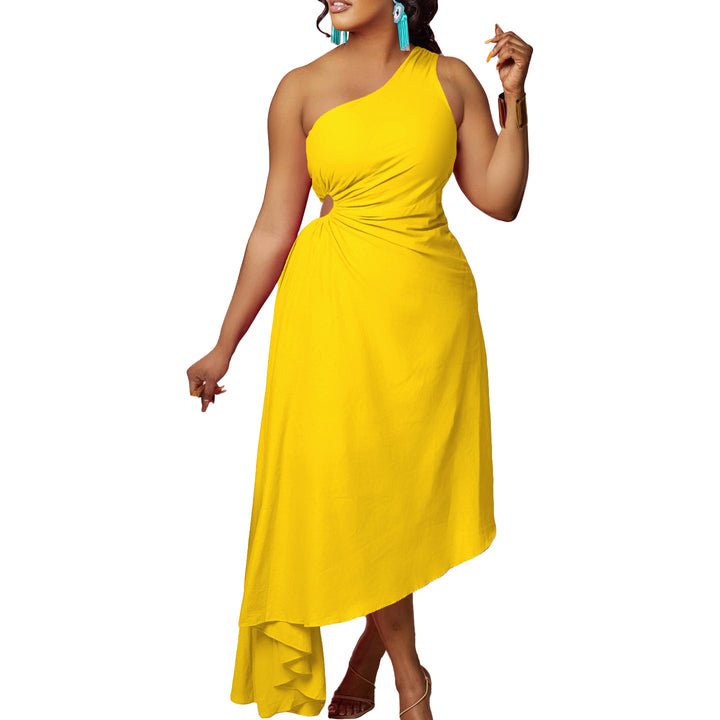 Damen asymmetrisches Wickelkleid mit einem Schulterdesign Drune