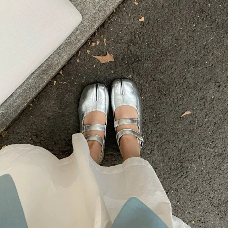 Damen verstellbare Riemen Tabi Ballerinas Drune
