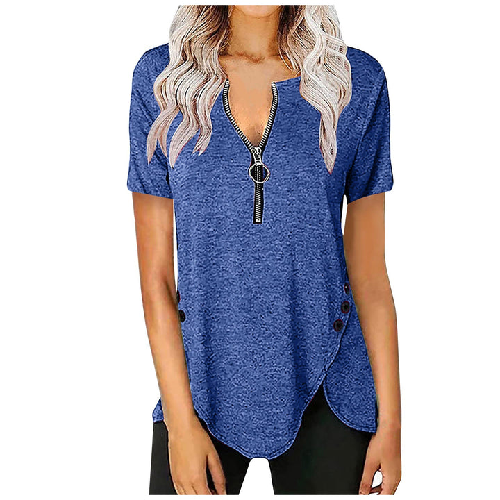 Damen Kurzarmshirt mit asymmetrischem Saum und Reißverschluss Drune
