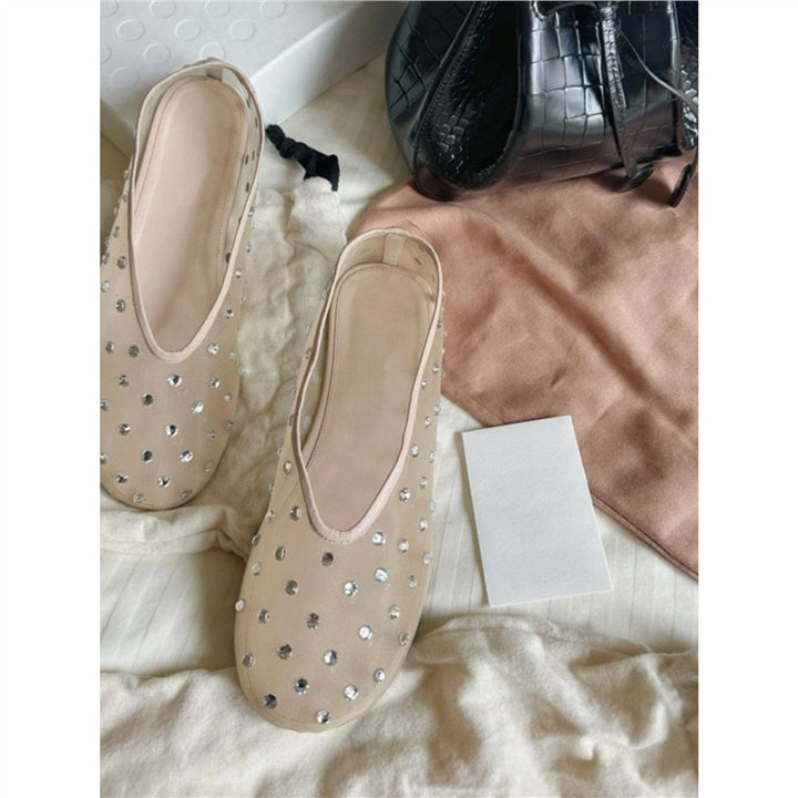 Damen Mesh‑Mules mit Schmucknieten und gepolstertem Komfortfußbett Drune