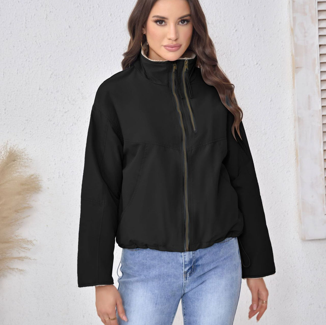 Damen Leichte gefütterte Übergangsjacke mit Stehkragen und Teddyfutter Drune