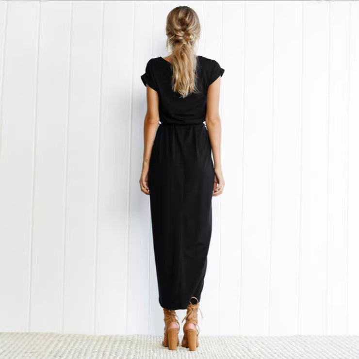 Damen Midikleid mit eleganter Wickeloptik und seitlichem Schlitz Drune