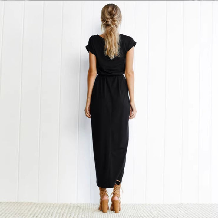 Damen Midikleid mit eleganter Wickeloptik und seitlichem Schlitz Drune