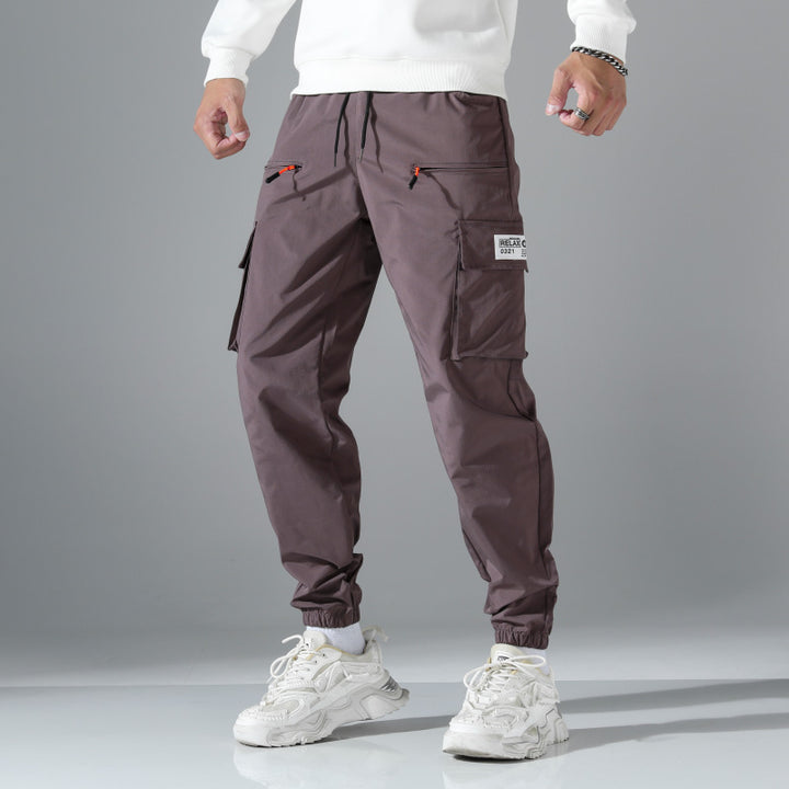 Herren Utility-Cargohose im Joggerstil mit elastischem Bund, Multifachtaschen & Reißverschlusstaschen Drune