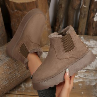 Damen Gefütterte Chelsea‑Stiefeletten aus Wildlederoptik mit elastischer Seitenblende und profilierter Gummisohle Drune