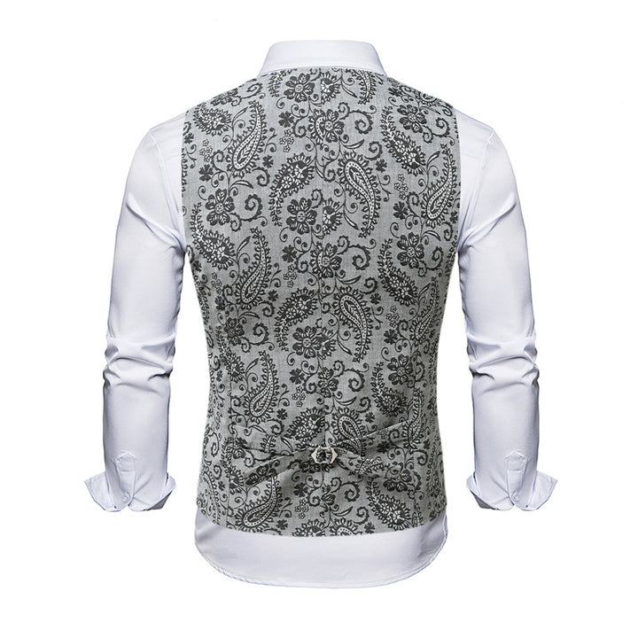 Herren Taillierte Anzugweste mit Paisley‑Jacquard und V‑Ausschnitt Drune