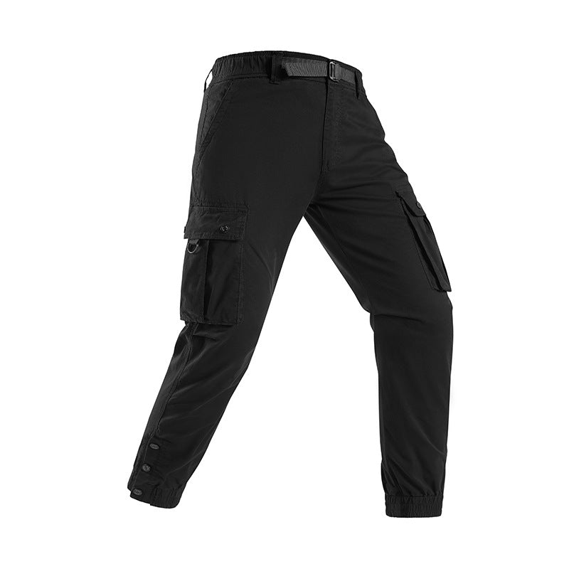 Herren Konisch geschnittene Utility‑Cargohose mit Tunnelzugbund, integriertem Gürtel und Mehrfachtaschen Drune