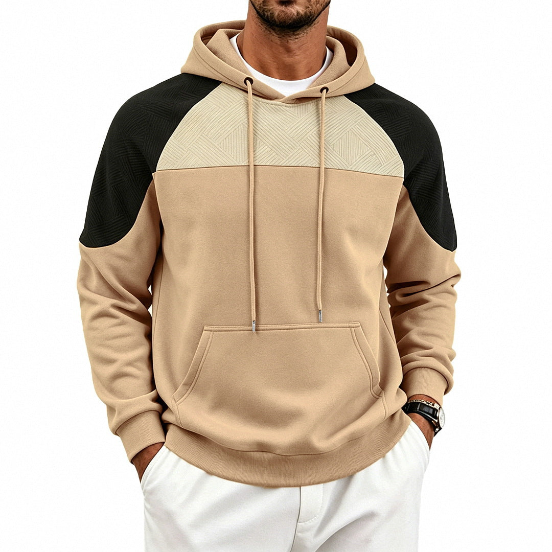 Herren Kapuzensweatshirt mit Raglanärmeln, strukturierter Brustpartie und Kängurutasche Drune