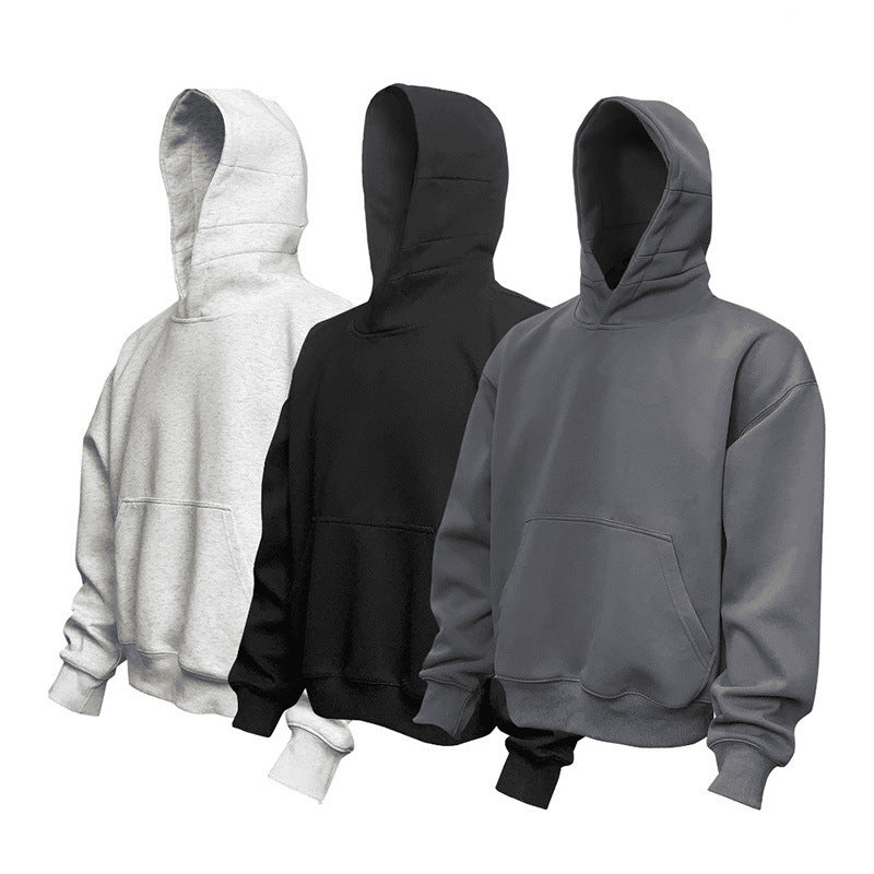 Unisex weicher Heavyweight-Oversize-Kapuzenpullover mit dreiteiliger Kapuze und verstärkter Kängurutasche Drune