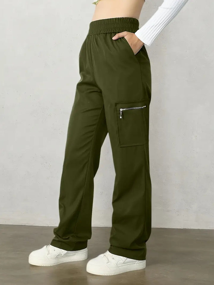 Damen Bequeme Cargo-Hose mit elastischem Bund Drune