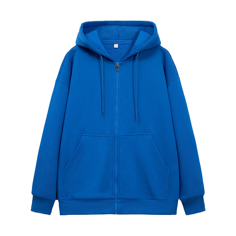 Unisex Oversize Kapuzen-Sweatjacke mit durchgehendem Reißverschluss, Kängurutaschen und gerippten Bündchen Drune
