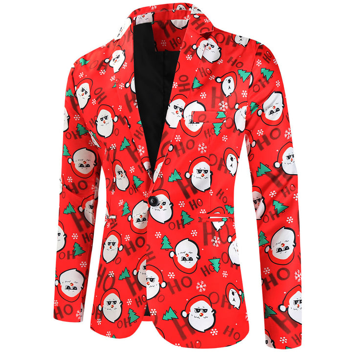 Herren Weihnachtsanzug-Set mit gemustertem Sakko, Weste und Hose Drune