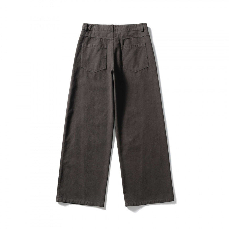 Damen Palazzo-Jeanshose mit hoher Taille, weitem Bein und Ziernähten Drune
