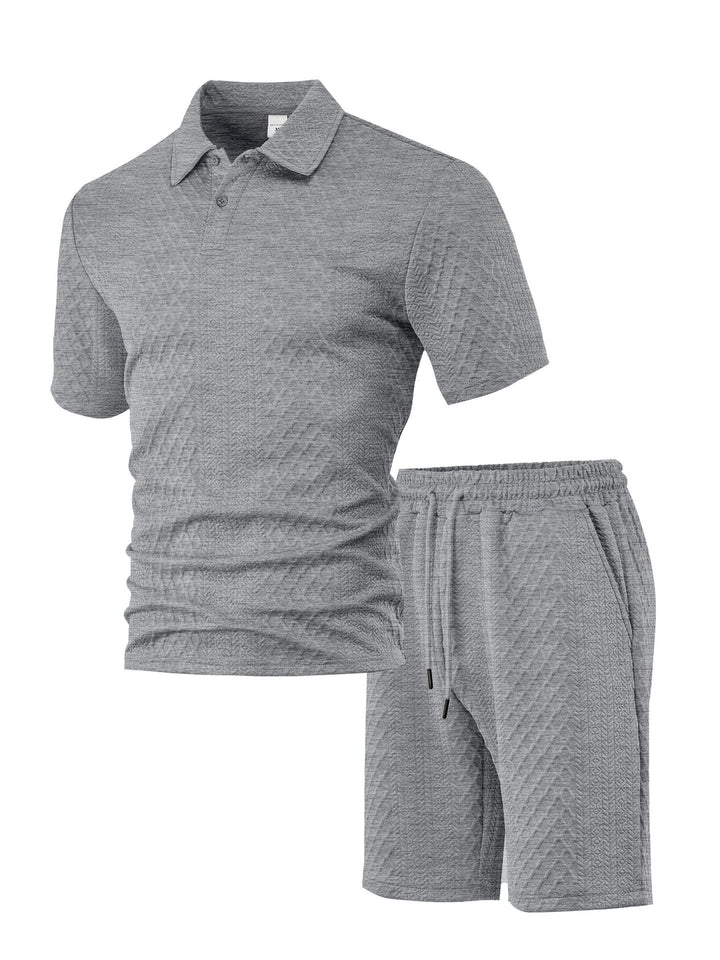 Herren nan strukturiertes Poloshirt- und Bermudashorts-Set aus gesteppter Baumwollmischung Drune