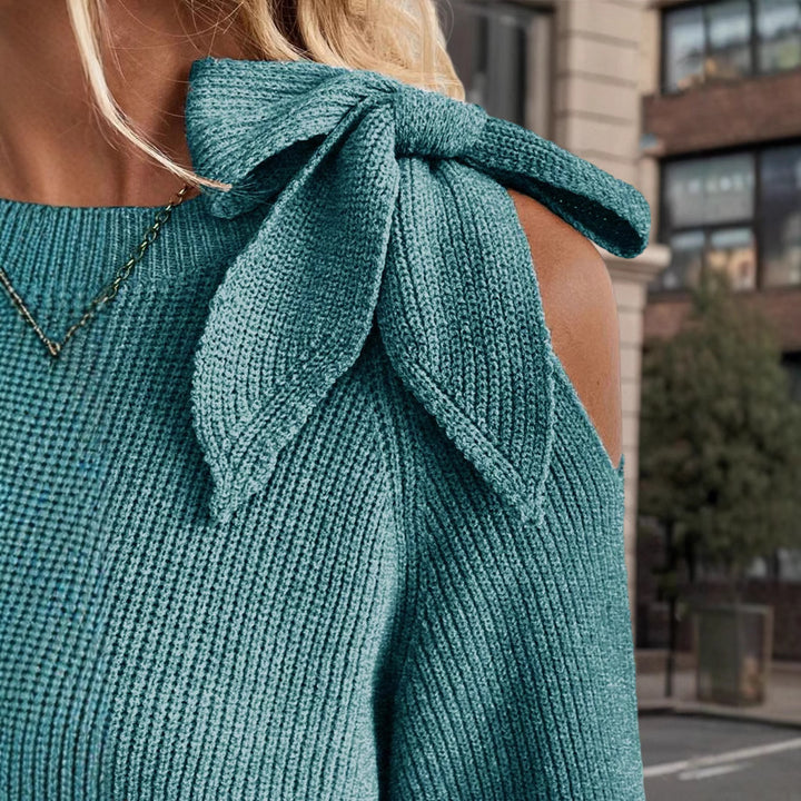 Damen lässiger Pullover mit besonderem Schulterdesign Drune