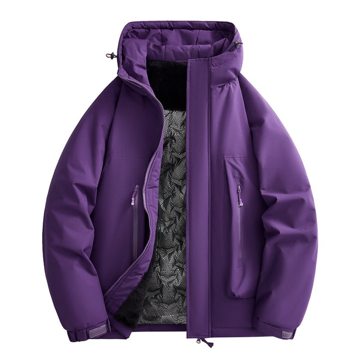 Herren wasserabweisende gefütterte Winterjacke mit Kapuze und weichem Fleece-Innenfutter Drune