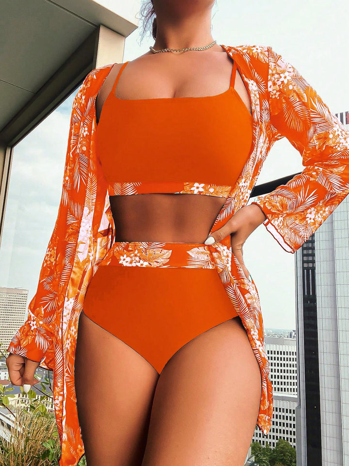 Damen Raffiniertes Bikini-Set mit transparentem Wickeltuch Drune