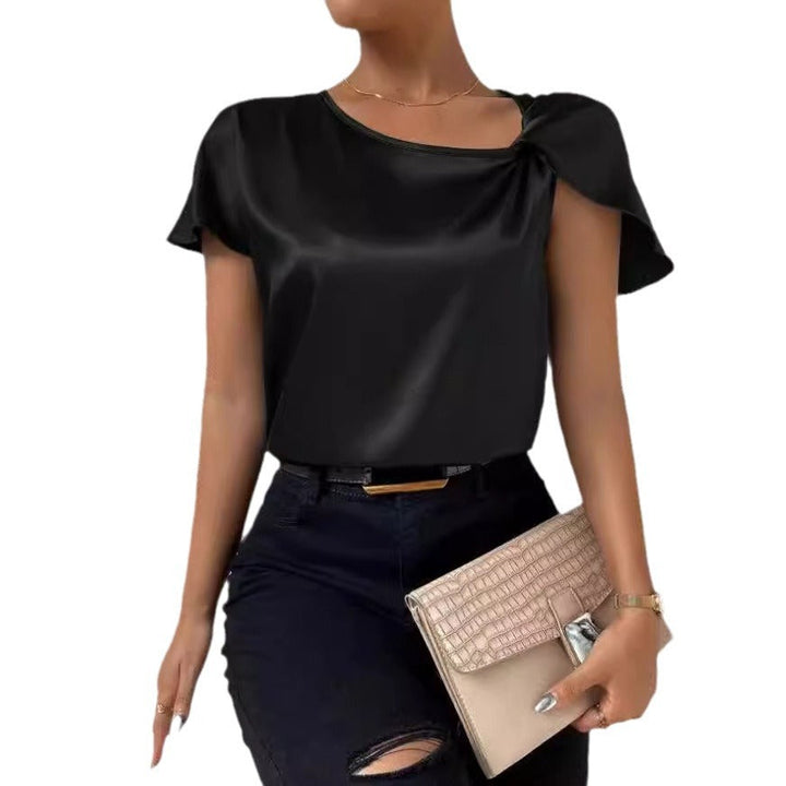 Drune | Satin Twist einfarbiger lockerer vielseitiger Top