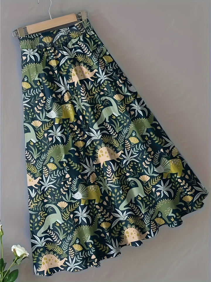 Damen Maxirock mit floralem Druck und elastischem Taillenzug Drune