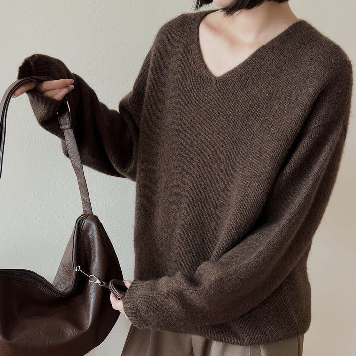 Femme Luxuriöser V-Ausschnitt Pullover Drune