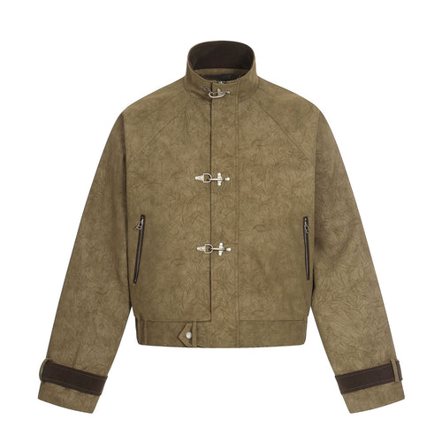 Unisex Kurz geschnittener Boxy‑Blouson mit Knebelverschlüssen und verstellbaren Manschetten Drune