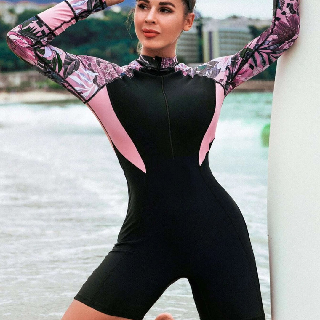 Damen Surfanzug mit langem Arm und floralem Design Drune