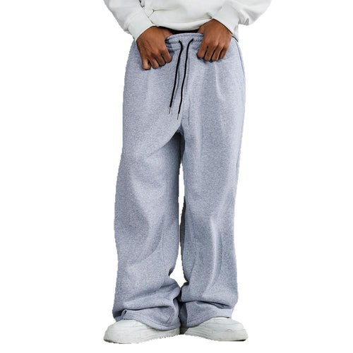 Herren nan weite Relax-Fleecehose mit tiefem Schritt, elastischem Kordelbund und lässigen Seitentaschen Drune