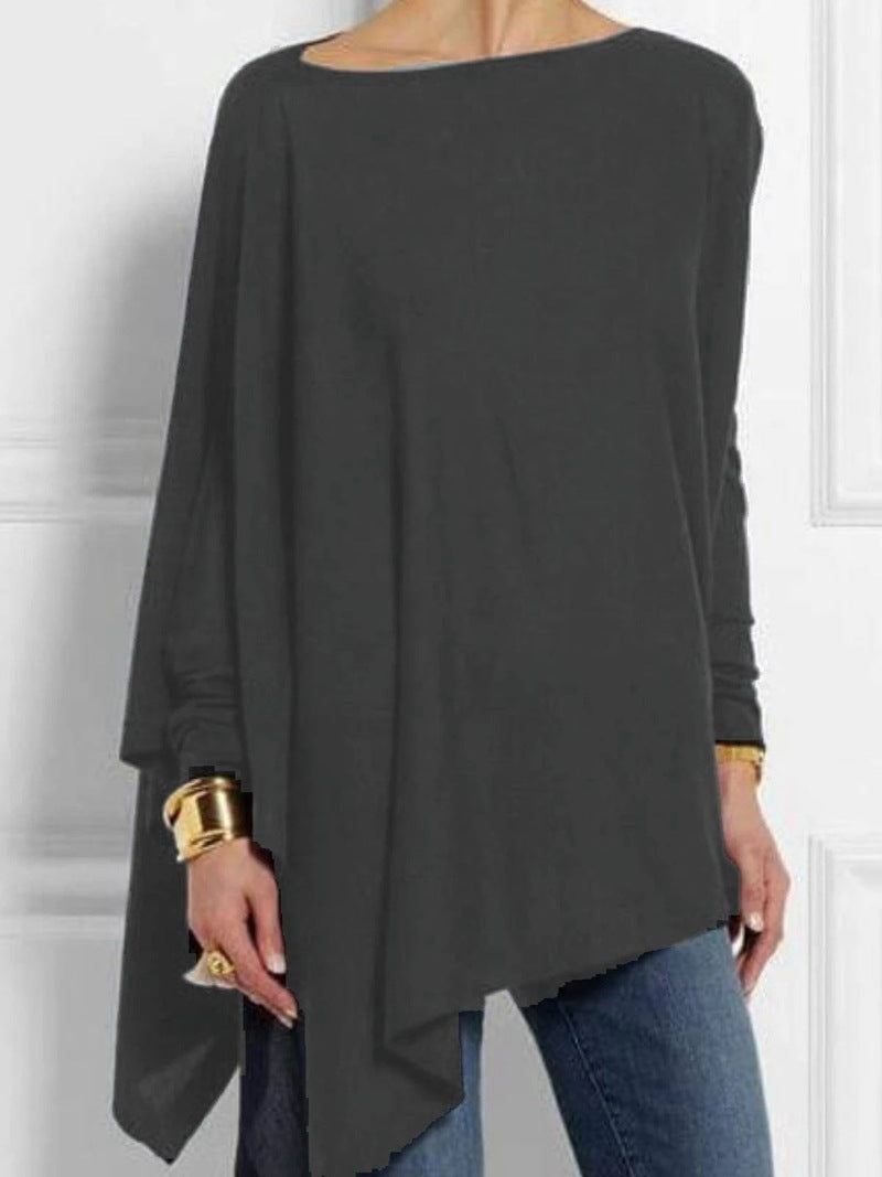 Damen nan drapierte Oversize-Tunika mit schrägem Zipfelsaum und weiten Fledermausärmeln Drune