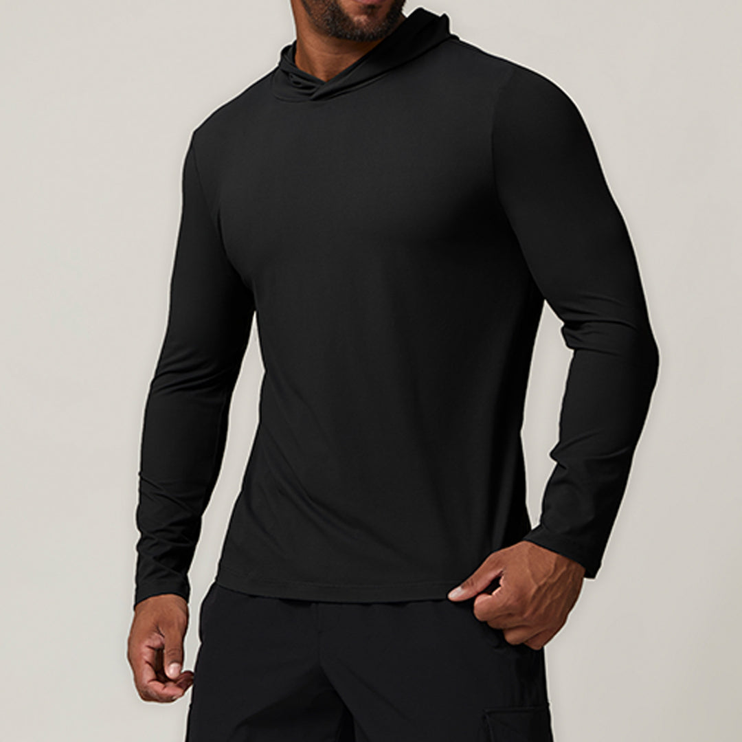 Herren Sportliches Langarm-Hoodie T-Shirt mit feuchtigkeitsableitender Technologie Drune