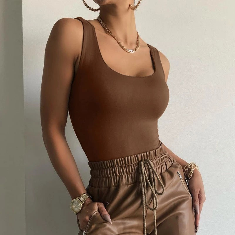 Damen Figurbetontes Tanktop mit breitem Trägerdesign Drune