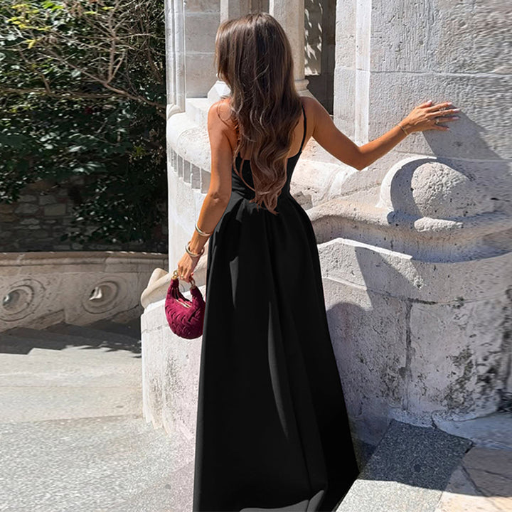 Damen Fließendes Maxikleid mit schmalen Spaghettiträgern und elegantem Schnitt Drune