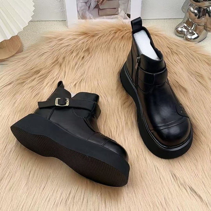 Damen Stilvolle Leder-Boots mit Kuschelfutter Drune