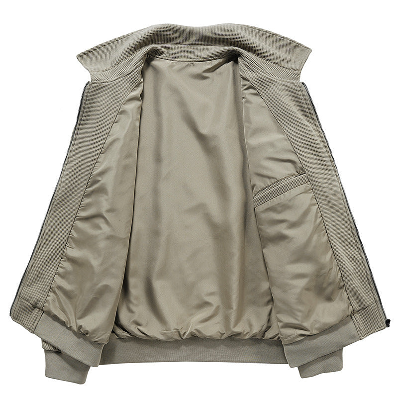 Herren Waffelstrick-Blouson mit Stehkragen, Reißverschluss und Brusttasche Drune