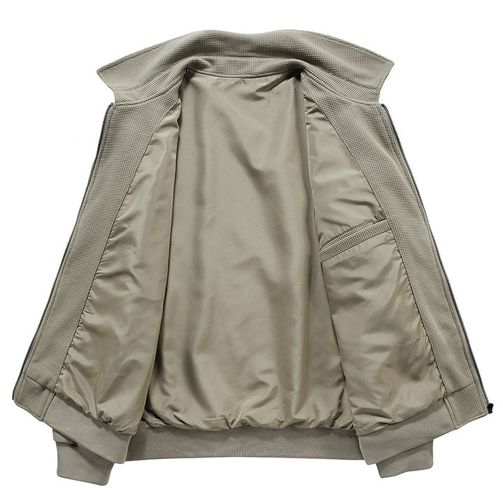Herren Waffelstrick-Blouson mit Stehkragen, Reißverschluss und Brusttasche Drune
