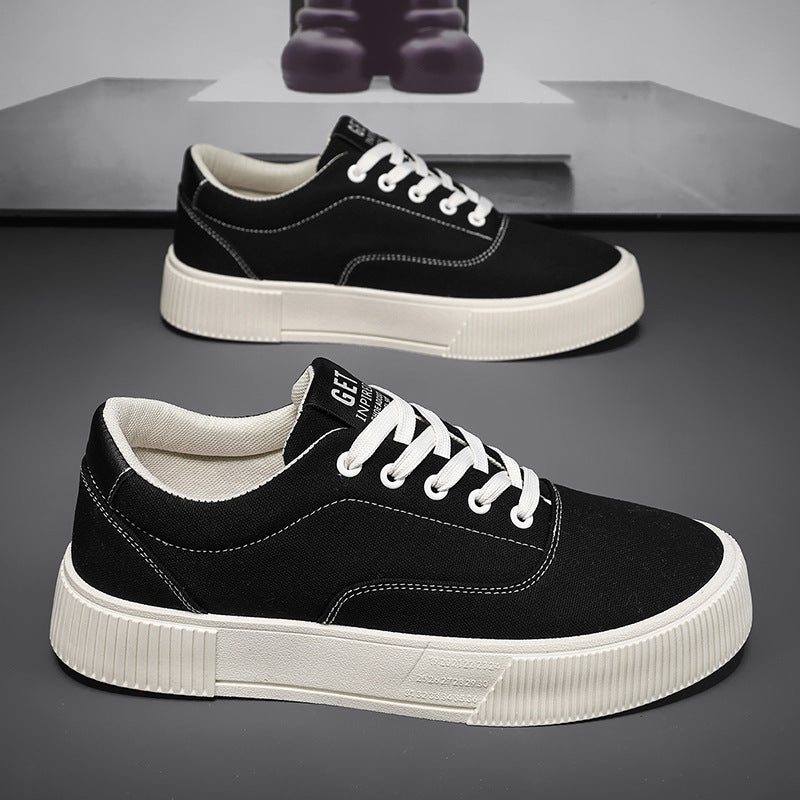 Unisex Leichter Canvas-Low-Top Sneaker mit dicker Plateau-Gummisohle Drune