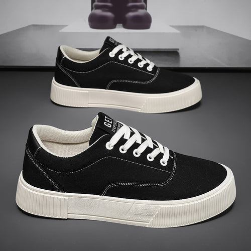 Unisex Leichter Canvas-Low-Top Sneaker mit dicker Plateau-Gummisohle Drune