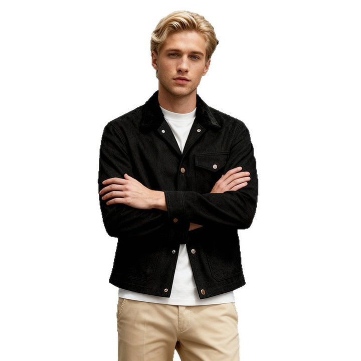Herren Utility-Overshirt aus schwerer Canvas mit Cordkragen und Druckknopfverschluss Drune