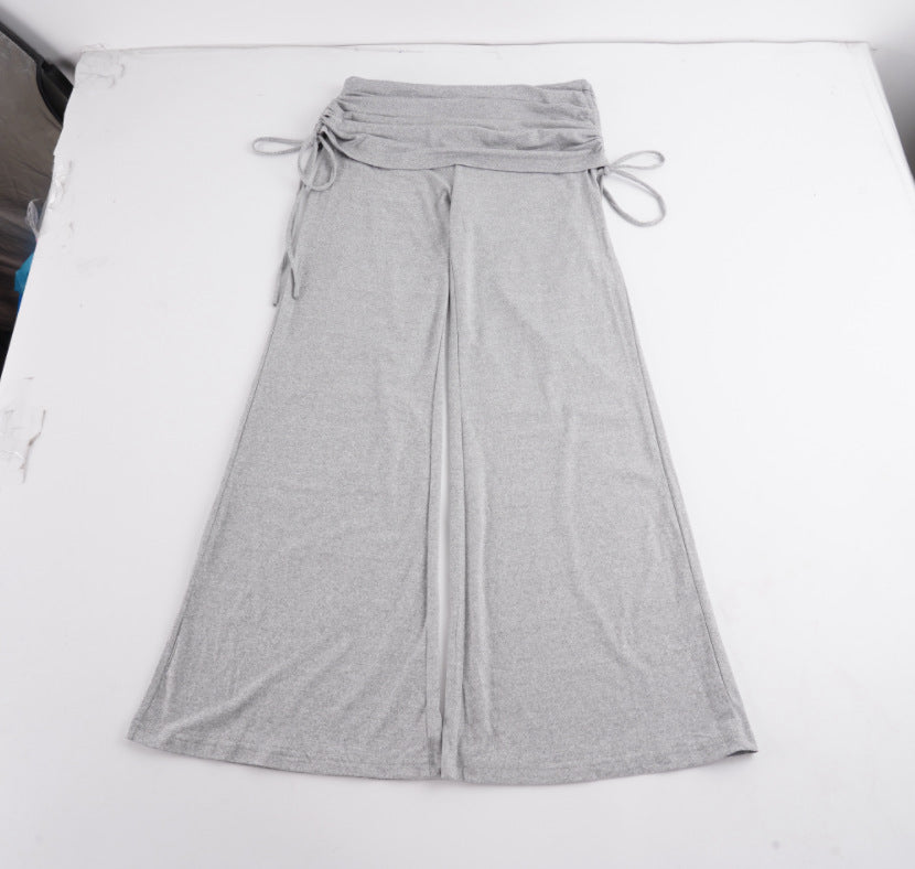 Damen Palazzo-Loungehose mit Raffung-Umschlagbund und Komfortstretch Drune