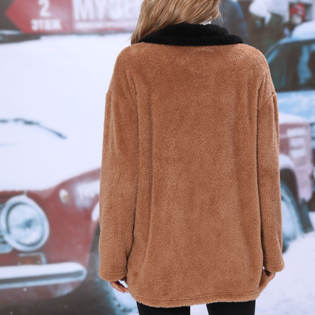Damen Kuschelige Fleecejacke mit kontrastierenden Taschen Drune