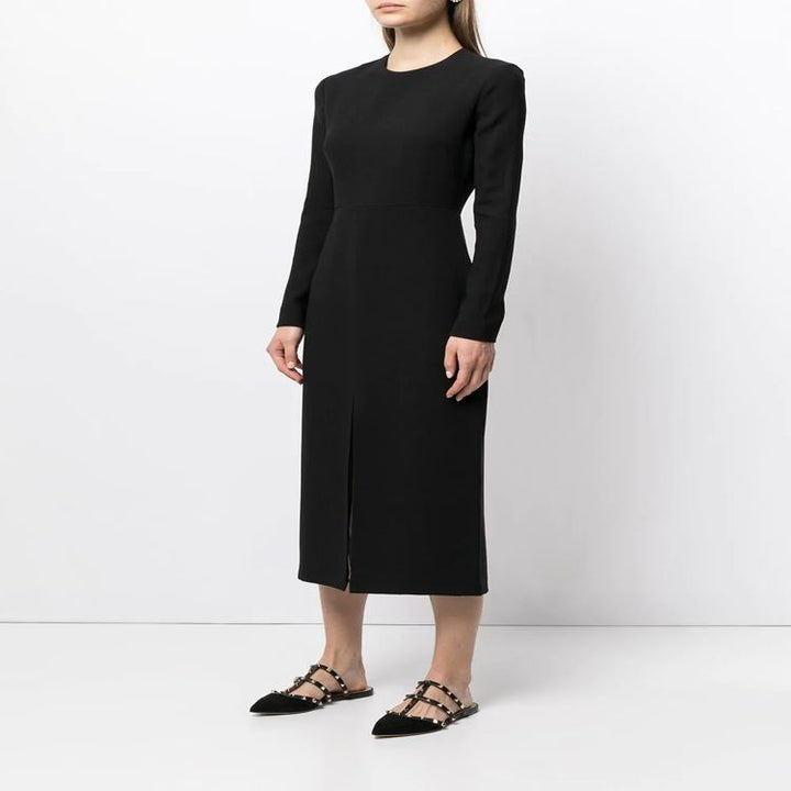 Damen Tailliertes Midikleid mit langem Arm, vorderlichem Schlitz und cleanem Tailoring Drune