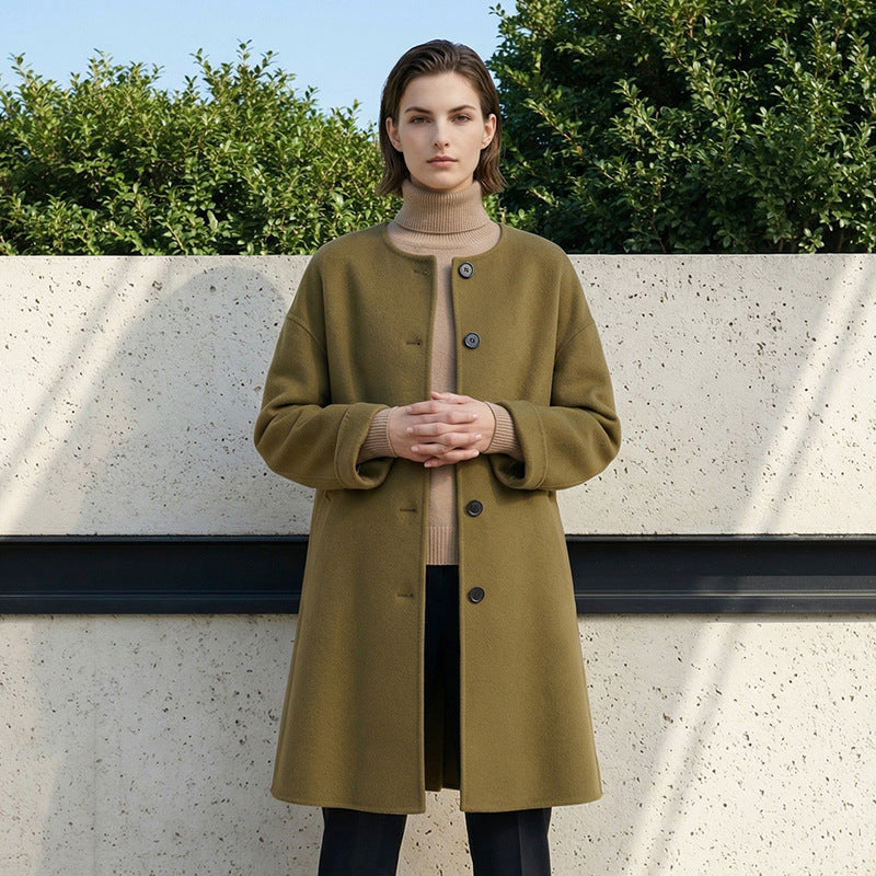 Damen Eleganter Wollmantel mit minimalistischen Details Drune