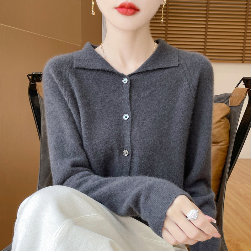 Damen Kuscheliger Reverskragen-Cardigan im Kaschmir-Look mit Mohair-Effekt Drune